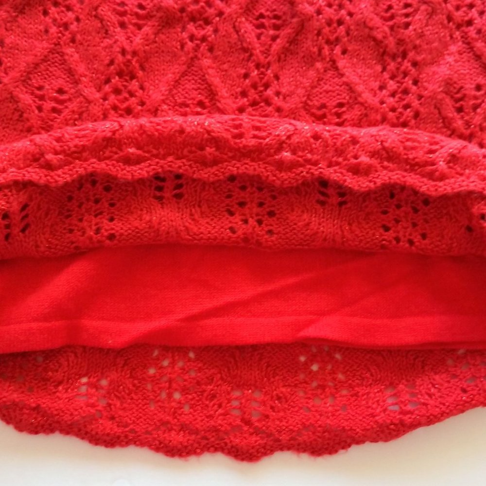 Cat & Jack Girl's Red Crochet Style Sweater Dresses with Sparkles NWT - Picture 8 of 16